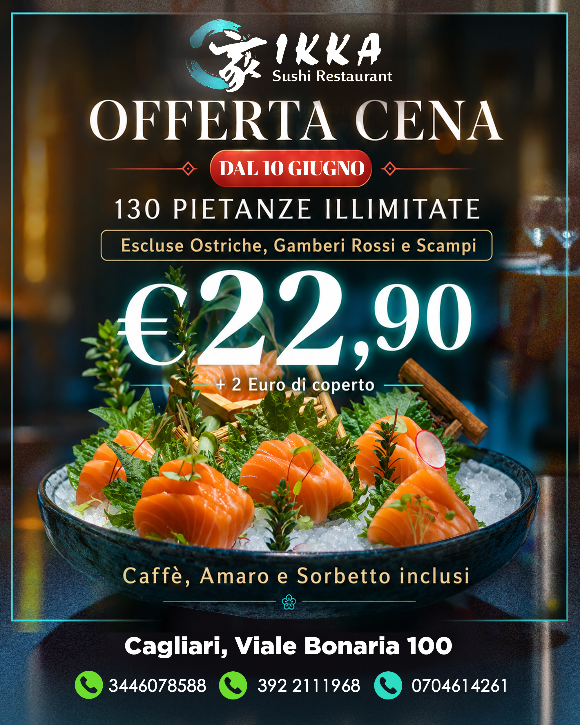 Offerta cena Ikka Sushi: 130 pietanze illimitate a 22,90 euro
